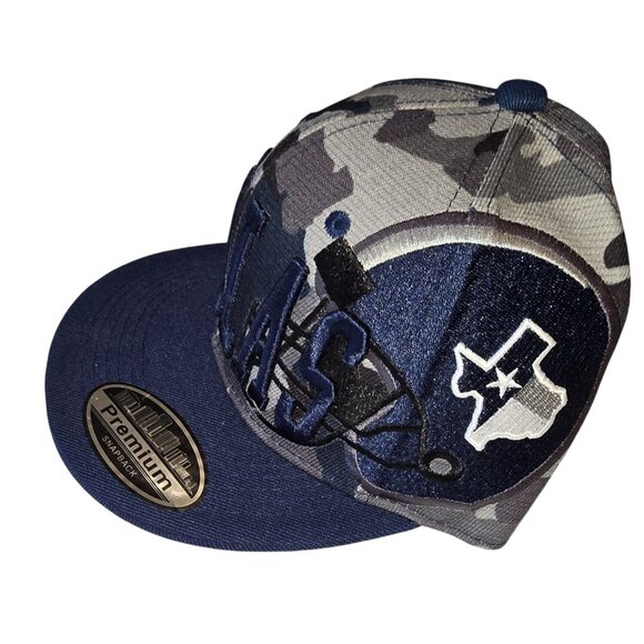 Dallas Baseball New Leader Colossal Drip D Helmet Starred Navy Grey Snapback Hat - Picture 2 of 5